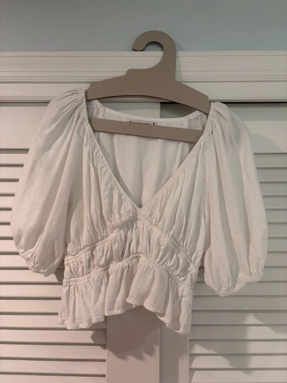 Abercrombie & Fitch Short-Sleeve Linen-Blend Babydoll Top - Size M